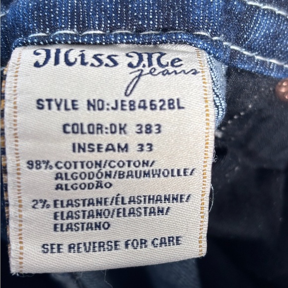 Miss Me Signature Boot Cut Low Rise Fleur De Lis Embellished Pocket Blue Jean 27 - Picture 7 of 7